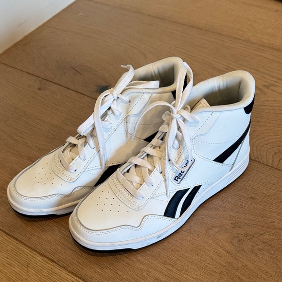 Reebok Shoes - Reebok womens White and Black Mid-Top Sneakers